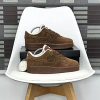 Nike Air Force 1 Low Premium Brown Leather Sneakers for Men's and Women's Fashion