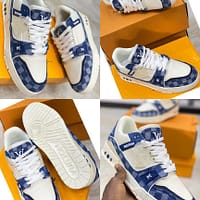 Louis Vuitton Blue and White Luxury Lifestyle Sneakers with Iconic Monogram Design