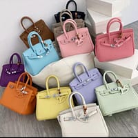 Hermès Luxury Women’s Textured Satchel – Iconic Top-Handle Handbag with Padlock, Belted Hardware, and Horse Charm