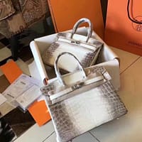 Hermès Luxury Crocodile-Embossed Set – High-Quality Structured Satchel and Matching H-Strap Slides